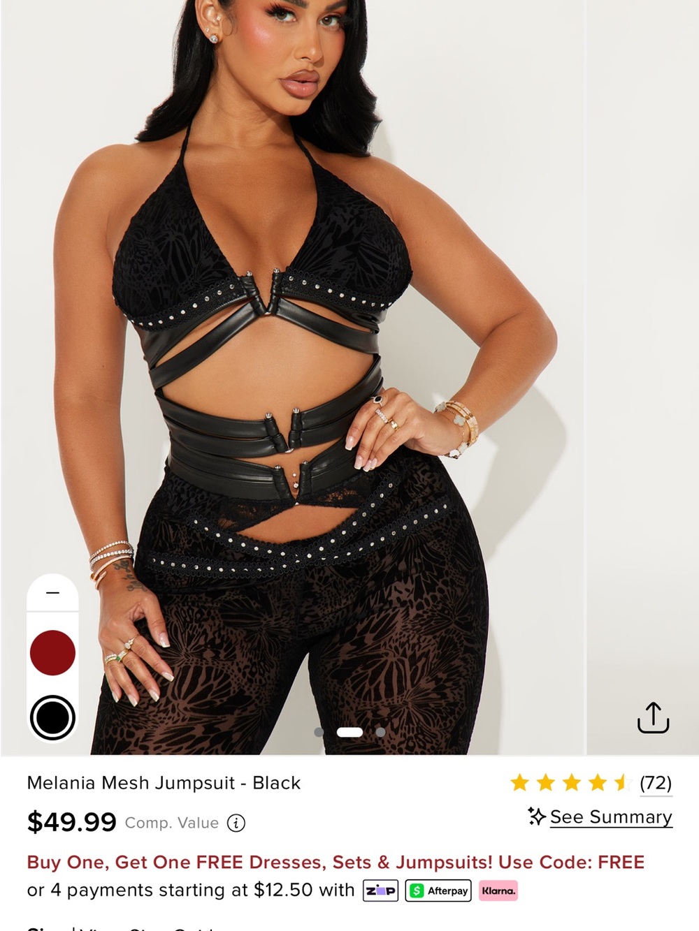 Fashion Nova Melania Mesh Black Jumpsuit